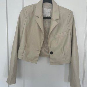 Avec Les Filles cropped faux leather blazer facket